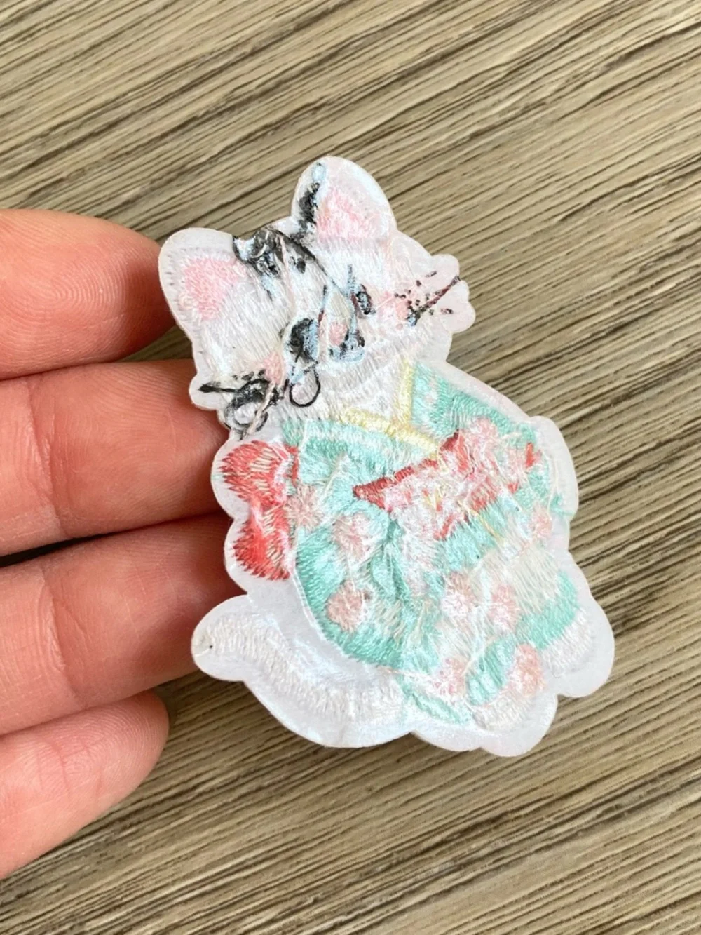 Assorted Cute Cat Embroidered Patches - Pink, Mint, Yellow